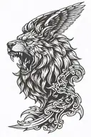roaring lion head, howling wolf, eagle with wings spread open, Full back tattoo design tattoo design idea