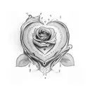 eric and adrian in a heart surrounded by a rose tattoo design idea