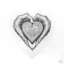 eric and adrian in a heart surrounded by a band tattoo design idea