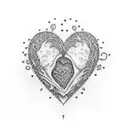 eric and adrian in a heart surrounded by a band tattoo design idea