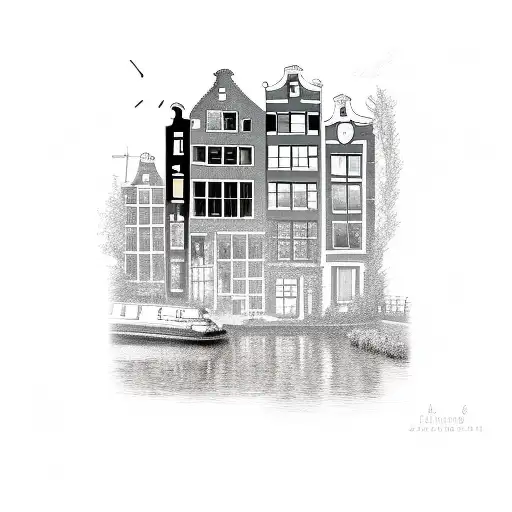 amsterdam  houses and tulips tattoo design idea