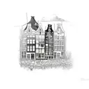 amsterdam  houses and tulips tattoo design idea
