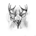 headstone crows deer skull tattoo design idea