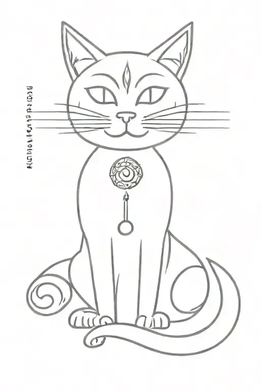 Cat chakra symbols tattoo design idea