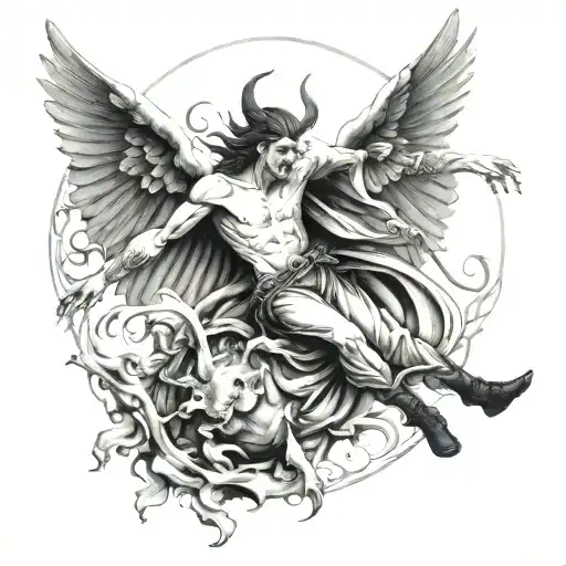 Michael and lucifer falling tattoo design idea