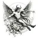 Michael and lucifer falling tattoo design idea
