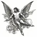 Michael and lucifer falling tattoo design idea