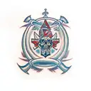 A traditional tattoo design showcasing the phrase 'Loyalty Out Values Everything' tattoo design idea