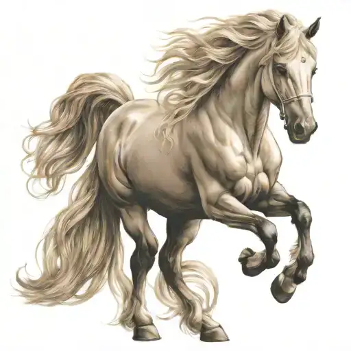 horse Angel wings girl with long blonde hair  tattoo design idea