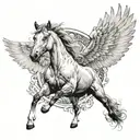 horse angel wings tattoo design idea