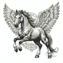 horse angel wings tattoo design idea