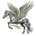 horse angel wings tattoo design idea