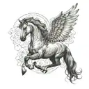 horse angel wings tattoo design idea