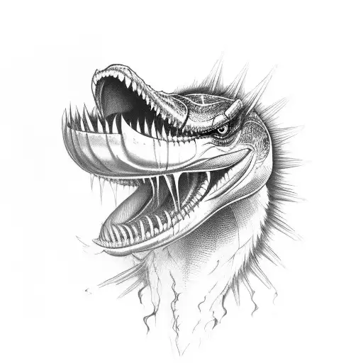 hooded king cobra with mouth open and fangs showing looking menacing and dangerous  tattoo design idea