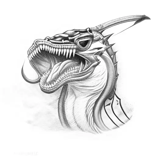 hooded king cobra with fangs  tattoo design idea
