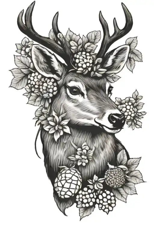 deer and turkey buckeye nuts Ohio tattoo design idea