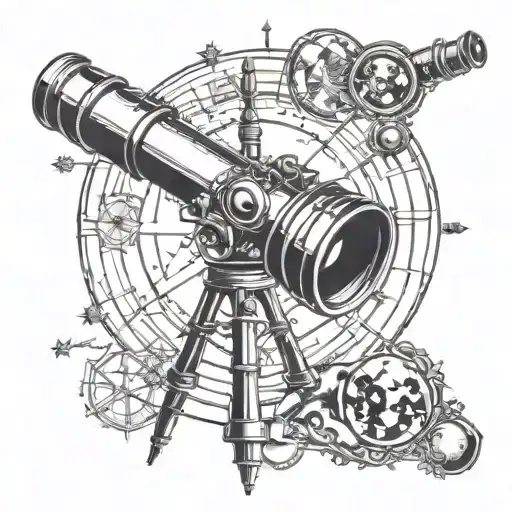 Telescope pointing at Moon phases tattoo design idea