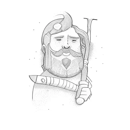 a bearded man with an axe tattoo design idea