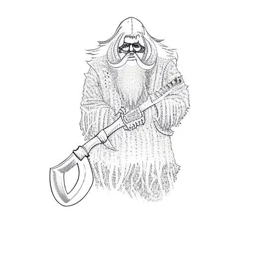 a bearded man with an axe tattoo design idea