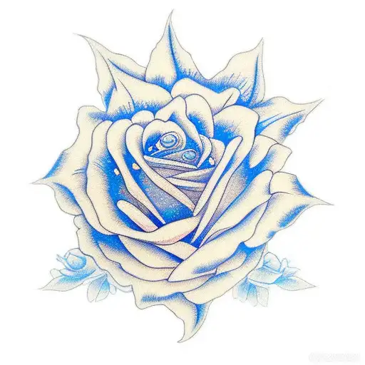 blue rose Sophia tattoo design idea