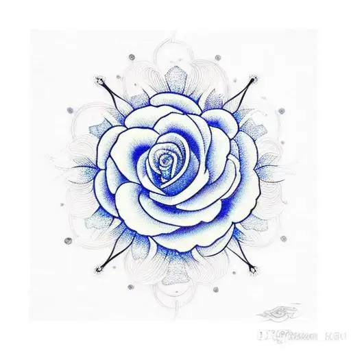 blue rose Sophia tattoo design idea