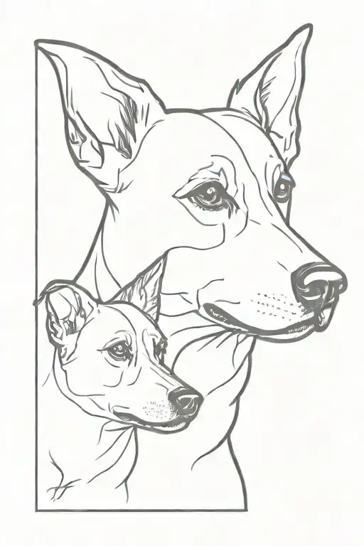 face two yorkshire dogs half face tattoo design idea