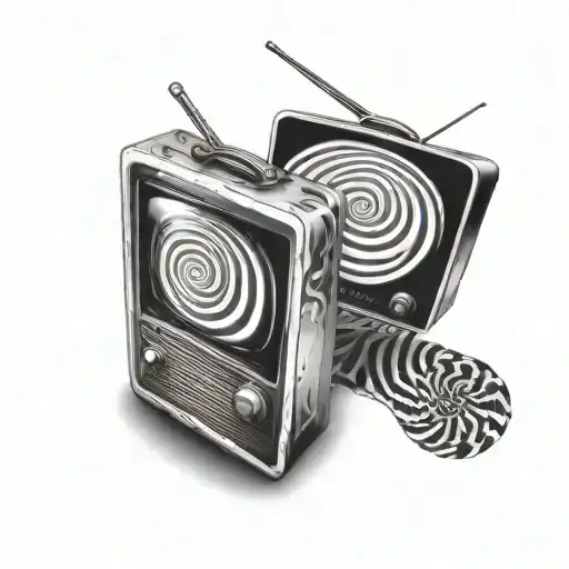 Television with hypnotic spiral tattoo design idea