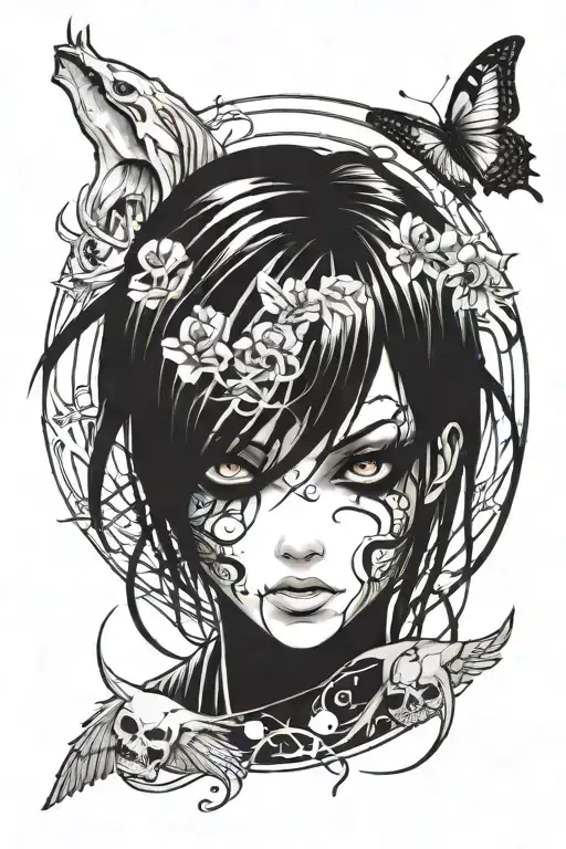 grudge front tigh tatto idea tattoo design idea
