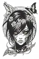 grudge front tigh tatto idea tattoo design idea