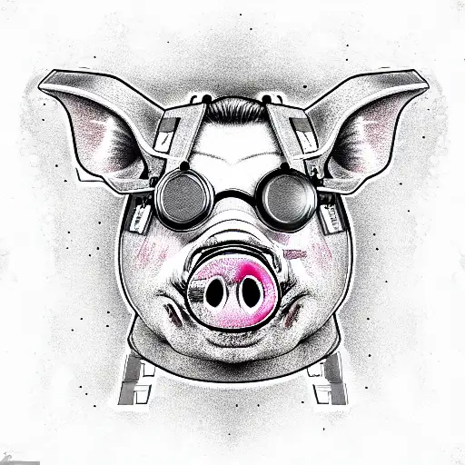 Cyberpunk Pig tattoo design idea