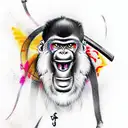 Samurai Monkey tattoo design idea
