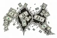money raining tattoo design idea