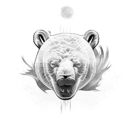 a tattoo for the underarm with a roaring and mean looking polarbear with a giant iceberg beside it tattoo design idea