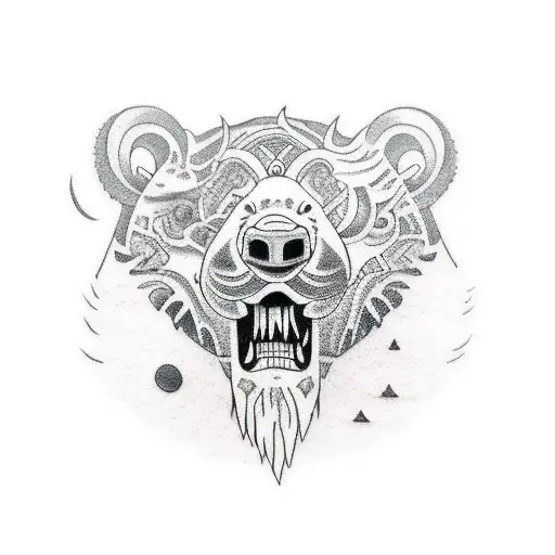 a tattoo for the underarm with a roaring and mean looking polarbear with a giant iceberg beside it tattoo design idea