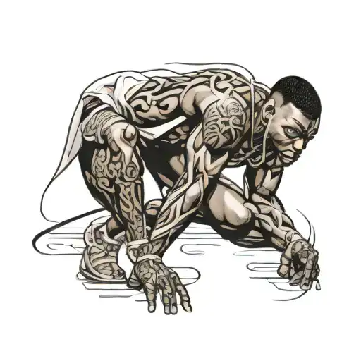 muscular black boy on runway  tattoo design idea