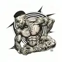 muscular black boy on runway  tattoo design idea