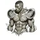 muscular black boy on runway  tattoo design idea