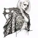 albino girl on runway  tattoo design idea