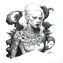 albino girl on runway  tattoo design idea