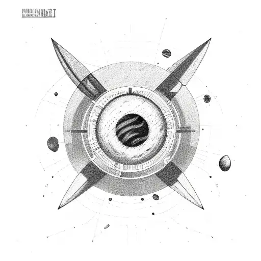 rocket and planet tattoo design idea