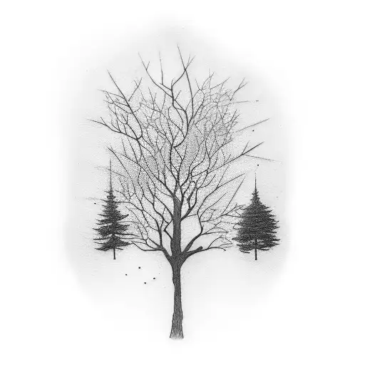 design tattoo for forearm to represent familiy members as symbols which explains below "Father (Strong Tree): The Oak Tr tattoo design idea