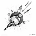 rocket and planet tattoo design idea