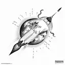 rocket and planet tattoo design idea