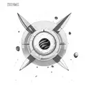 rocket and planet tattoo design idea