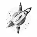 rocket and planet tattoo design idea