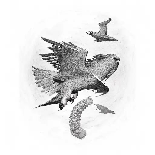 huginn and muninn soaring over odins head, with geri and freki at his sides while in the background  jormungandr  tattoo design idea