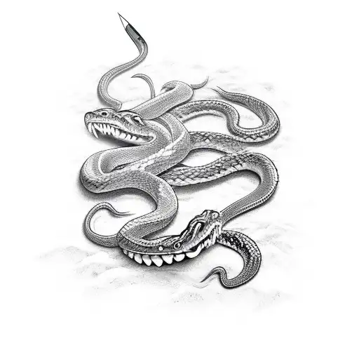 Japanese snake fighting a viking to go across the chest tattoo design idea