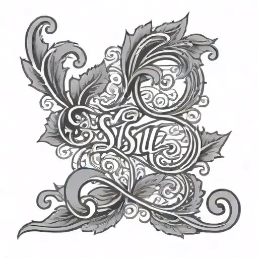 the word sisu in script with vines tattoo design idea
