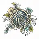 the word sisu in script with vines and flowers intertwined tattoo design idea