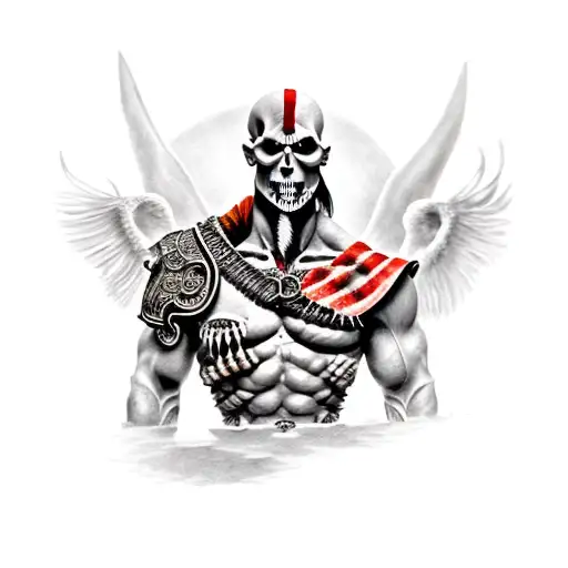 kratos like skeleton tattoo design idea